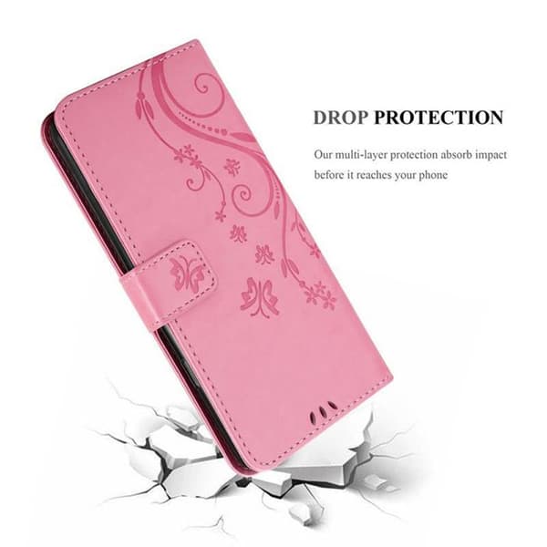 Fodral med lock för Samsung Galaxy A41 Etui i ROSA BLOMMÖNSTER Skydd Design Blommig Plånbok Ros