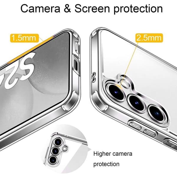 Transparent stötsäker silikonfodral för Samsung Galaxy S24 Vit