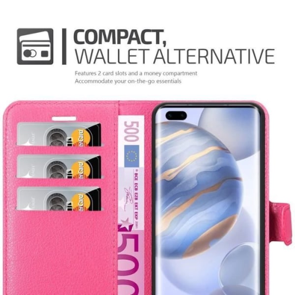 Honor 30 Pro Fodral - CADORABO - Konstläder - Stativfunktion - 3 kortfack - Rosa Rosa