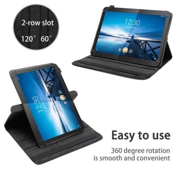 Tablet fodral - CADORABO - Lenovo Tab 4 10 - Syntetiskt läder - Rotation 360° - Heltäckande skydd SVART