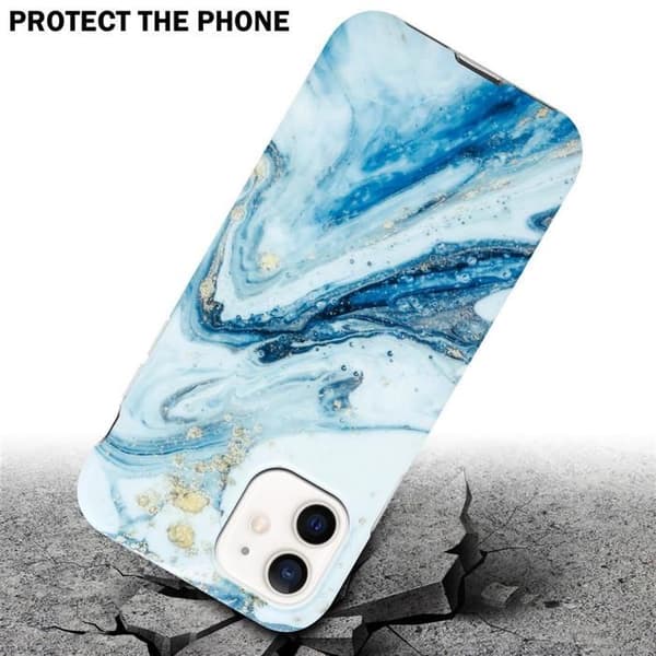 iPhone 12 PRO MAX-fodral i blå och vit marmor nr 24 skyddsetui Vit
