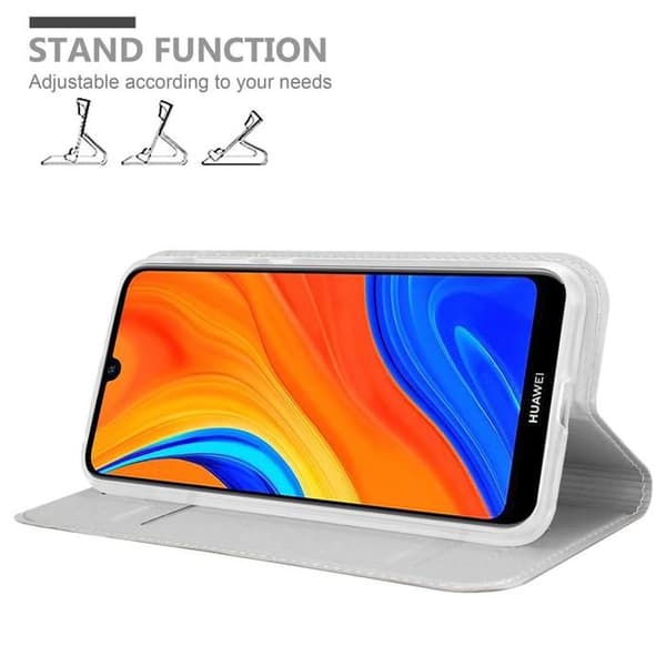 Fodral med lock för Huawei Y6S Plånbok i KLASSISK SILVER Stötsäker Grå