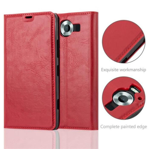 Nokia Lumia 950 Fodral i APPLE RÖD från Cadorabo (INVISIBLE MAGNETIC CLOSURE Design) Fullt skyddsfodral med flipskydd