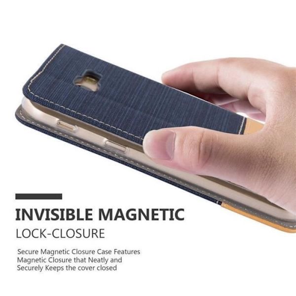 Samsung Galaxy A3 2017 (7) i MÖRKBLÅBRUNT från Cadorabo (TYG-LEATHERETTE Design) Fullt skyddsfodral med flipskydd