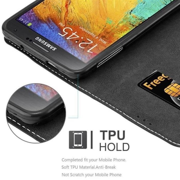 Plånboksfodral - CADORABO - Galaxy NOTE 3 - Läderimitation - Brun - Osynlig magnetisk stängning kastanj