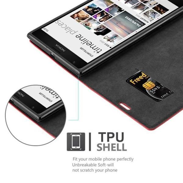 Nokia Lumia 1520 fodral i APPLE RED från Cadorabo (INVISIBLE MAGNETIC CLOSURE Design) Helt skyddande fodral med flik
