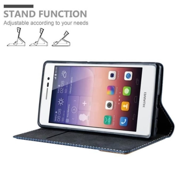 Plånboksfodral - CADORABO - Huawei P7 - Syntetläder - Brun - Osynlig magnetstängning kastanj