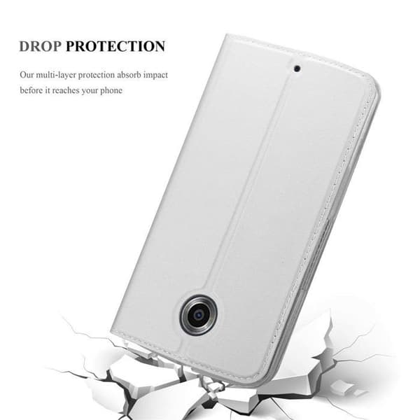 Fodral med lock för Motorola Google NEXUS 6 Etui i KLASSISK SILVER Plånbok Stötsäker Grå