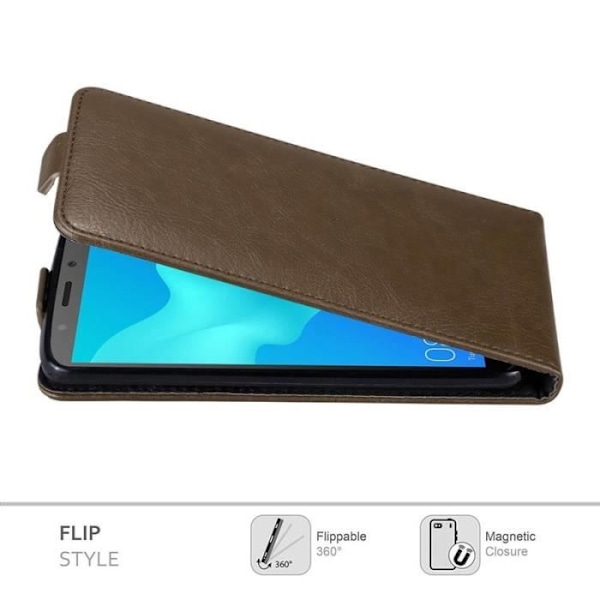 Flip Case - CADORABO - Huawei Y5 2018 - Imitation läder - Brun - Magnetstängning kastanj