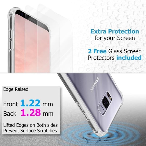 Cadorabo Fodral och 2x härdade skyddsglasögon Kompatibel med Samsung Galaxy S8 PLUS in - Hybrid Skyddsfodral Cover