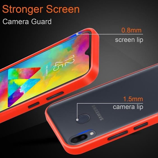 Étui - CADORABO - Samsung Galaxy M20 - Frostig Röd - Hybrid skydd - Elegant matt design Frostad Röd