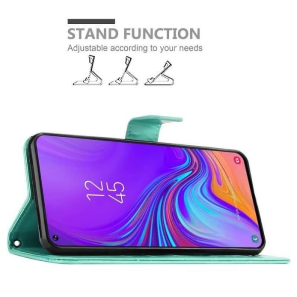 Fodral - CADORABO - Samsung Galaxy A8s - Blommigt konstläder - Magnetisk stängning - Praktiskt stöd Grön