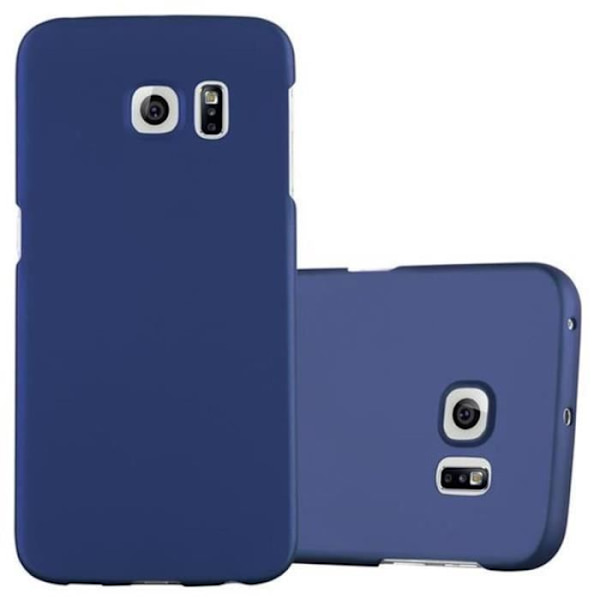 Cadorabo Fodral Samsung Galaxy S6 EDGE BLÅ METALL DESIGN MATT METALL Hårt plastskydd Skydd Hårt fodral Skal Ultra Slim Bumper