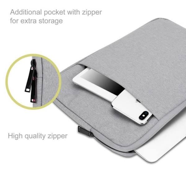 Cadorabo 14" laptopfodral i GRÅT – Laptopfodral i tyg med sammetsfoder och dragkedja