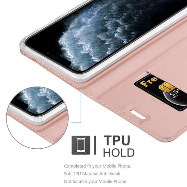 Fodral med lock för iPhone 11 PRO MAX Plånbok i KLASSISK ROSÉ Guld Stötsäker Ros
