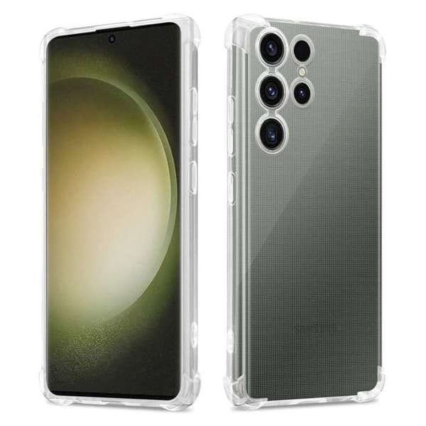 Transparent stötsäker silikonfodral för Samsung Galaxy S23 ULTRA Vit