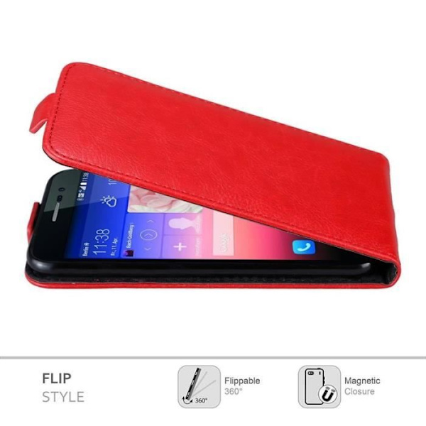 Skyddshölje - CADORABO - Huawei P7 - Röd konstläder - Flip - Magnetisk stängning Röd