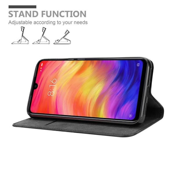 Fodral för Xiaomi RedMi NOTE 7 Skal i SVART NATT Etui Skydd Plånbok Wallet Svart