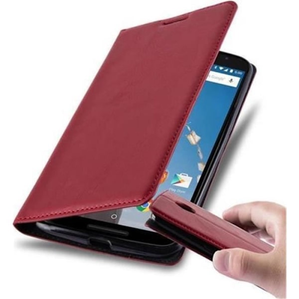 Cadorabo Google NEXUS 6 Fodral APPLE RED OVISIBLE MAGNETISK STÄNGNING Fodral Fodral stöder stativ och kortplats