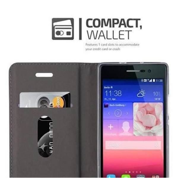 Coque Huawei P7 - CADORABO - Design TISSUE-SIMILICUIR - Mörkblå - Flexibel - Magnetisk Mörkblå