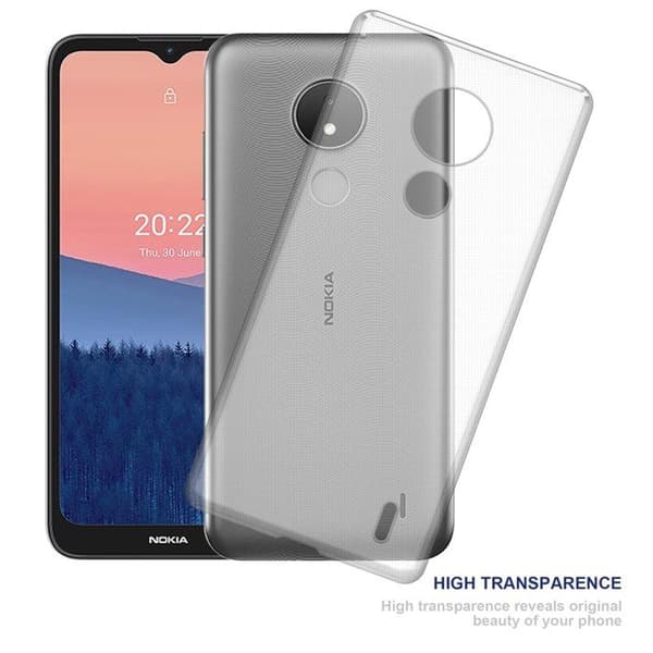 Transparent stötsäker silikonfodral för Nokia C21 Vit