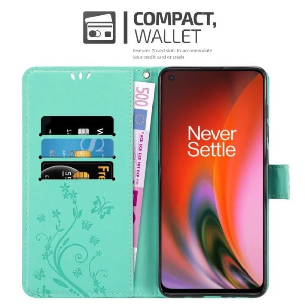 Coque för OnePlus Nord 2 5G - CADORABO - Turkos - Syntetiskt läder - Mjuk - Magnetisk Turkos