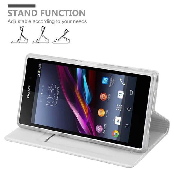 Flip-fodral för Sony Xperia Z1 Plånbok i KLASSISK SILVER Stötsäker Grå