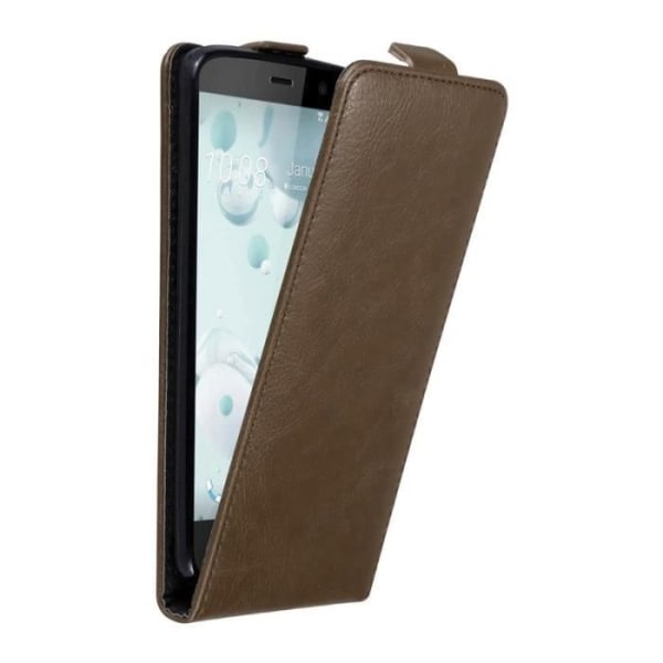Etui - Cadorabo - HTC U PLAY - Syntetiskt läder - Brun - Heltäckande skydd kastanj
