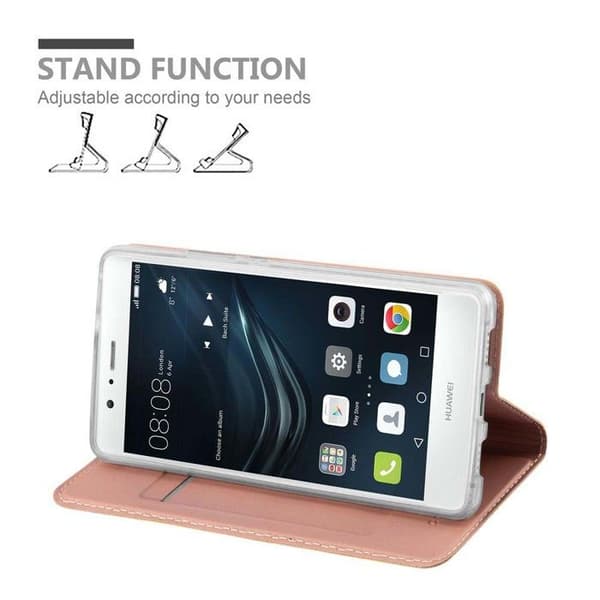 Fodral med lock för Huawei P9 LITE 2016 / G9 LITE Etui i KLASISKT ROSÉ GULD Plånbok Stötsäker Ros