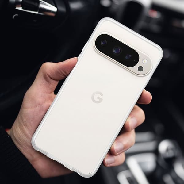 Skal för Google Pixel 9 / 9 PRO i transparent stötabsorberande silikon Vit