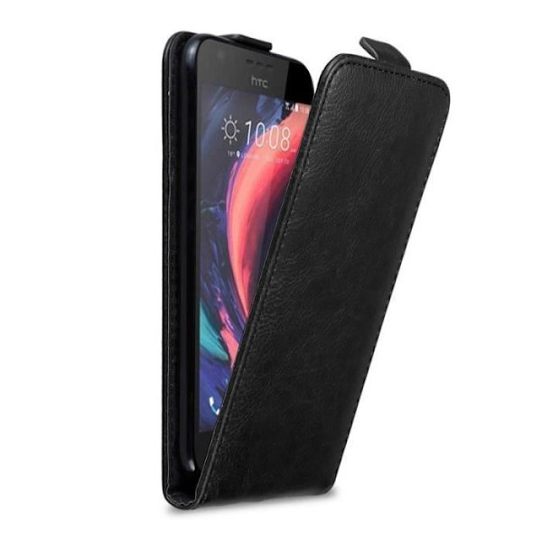 Flip-fodral - CADORABO - HTC Desire 10 Lifestyle / Desire 825 - Imiterat läder - Svart - Magnetisk stängning Svart