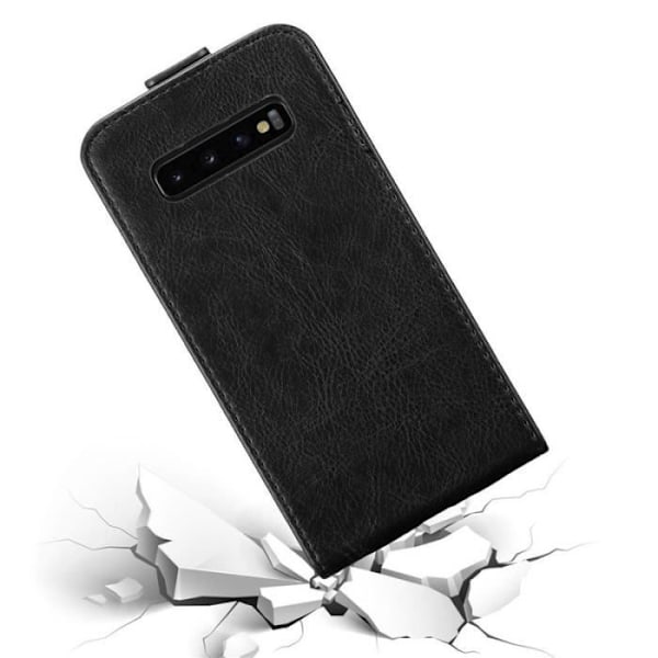 Flipfodral - CADORABO - Samsung Galaxy S10 PLUS - Svart konstläder - Magnetisk stängning - Fullständigt skydd Svart