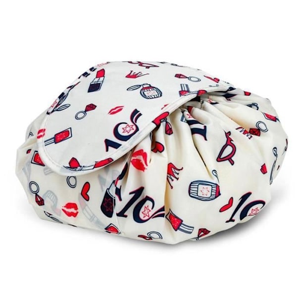 Toalettväska - INTIRILIFE - Girly Motiv Kräm - Vattentålig polyester - 2 dragkedjefack - Mjuk CRÈME GIRLY MOTIV
