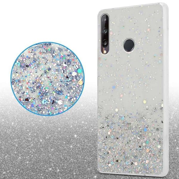 Transparent skal för Huawei P40 LITE E med glitter, skyddande design med glittrande effekt Vit