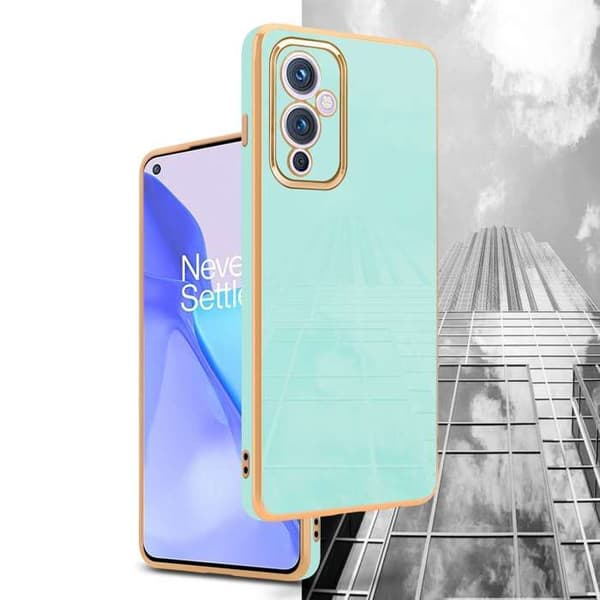 Fodral för OnePlus 9 Glansig Mintgrön - Guld med skydd för kamera Grön