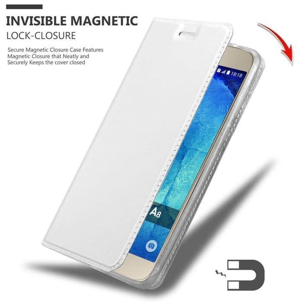 Flip-fodral för Samsung Galaxy A8 2015, Klassisk Silver Plånbok Stötsäker Grå
