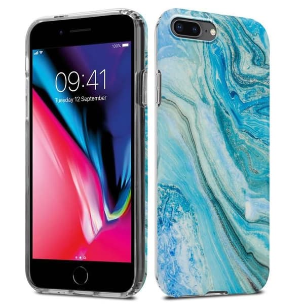 Skal för iPhone 7 PLUS / 7S PLUS / 8 PLUS i Blågrön Marmor Nr. 25 Skyddsetui Blå