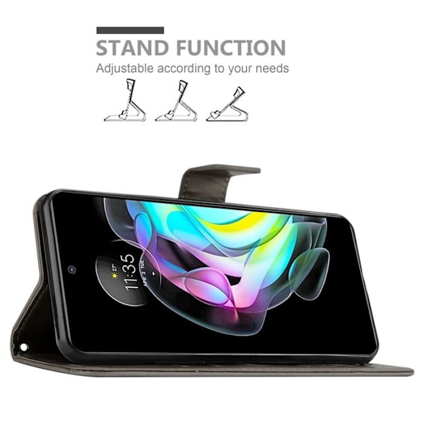 'Coque för Motorola EDGE 20 Fodral i GRÅ FLORAL Etui Case Cover Skydd Floral Plånbok Wallet' Grå