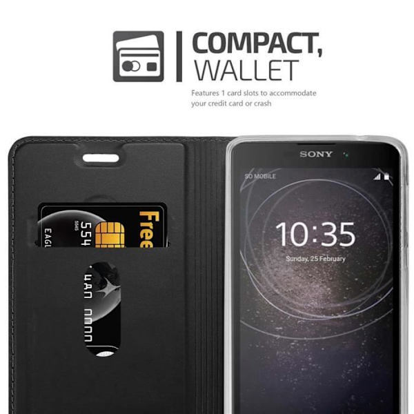 Etui för Sony Xperia L2 - CADORABO - KLASSISK SVART - Skyddshölje - Magnetisk Stängning - Ställfunktion KLASSIG SVART