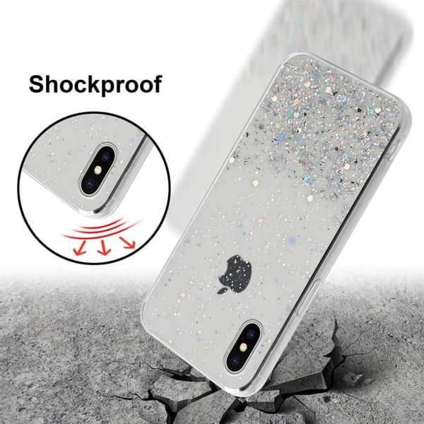 Transparent iPhone X / XS-skal med glitter, skyddande glittrande design Vit