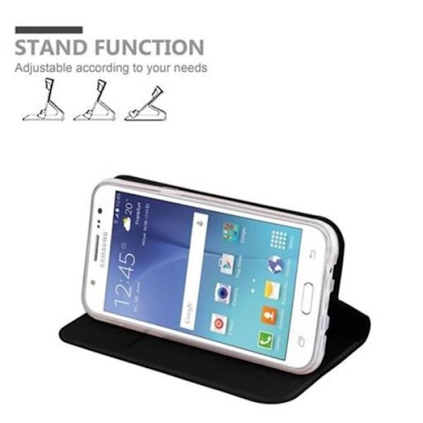 Samsung Galaxy J5 2015 (5) Fodral i CLASSY BLACK från Cadorabo (METALLIC MATT Design) Helt skyddsfodral med flip flik