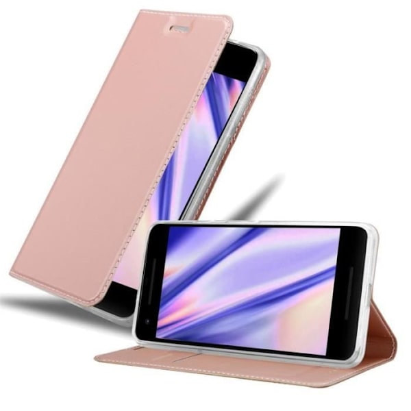 Cadorabo Fodral för Google Pixel 2 XL i CLASSY ROSÉ GOLD - Skyddsfodral med magnetlås, horisontellt stativ och spår