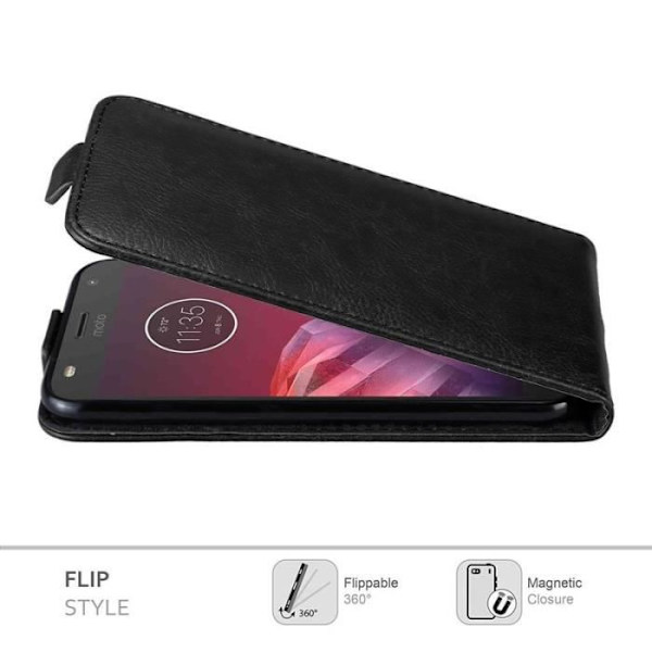 Coque - CADORABO - MOTO Z2 PLAY - Syntetiskt läder - Magnetisk stängning - Komplett skydd Svart