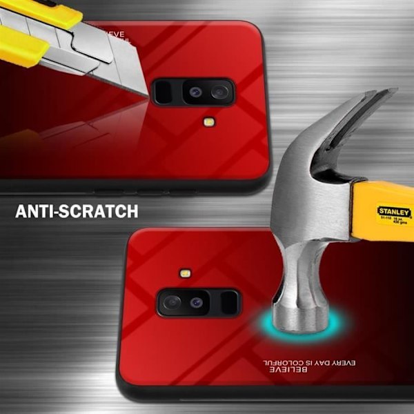 Coque - CADORABO - Samsung Galaxy A6 PLUS 2018 - Bicolor skydd - Antiglid - Flexibel RÖD SVART