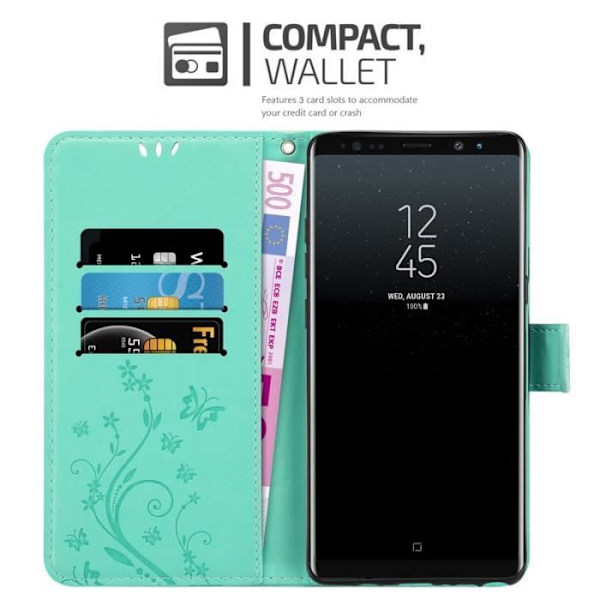 Cadorabo Fodral för Samsung Galaxy NOTE 8 i grönt - blommönster Grön