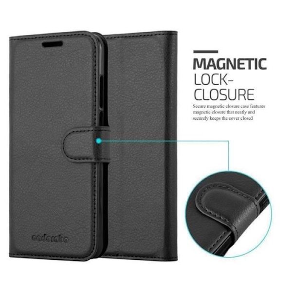 Fodral till Huawei P20 - CADORABO - Imiterat läder - Svart - Stativfunktion - Kortfack Svart