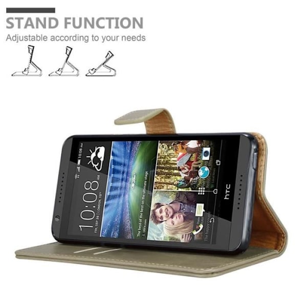 HTC Desire 820 fodral - CADORABO - Brun - Läderimitation - Stativfunktion - Kortfack kastanj