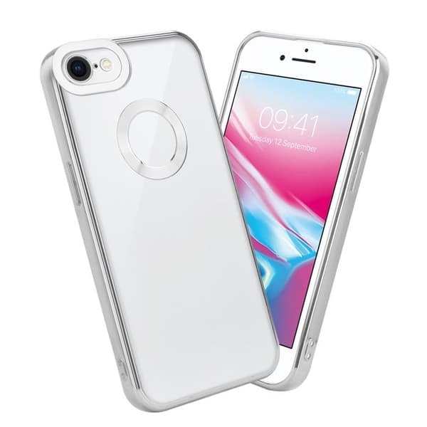 Transparent skal för iPhone 7 / 7S / 8 / SE 2020 - Silver Stötskydd Chrome Design Vit
