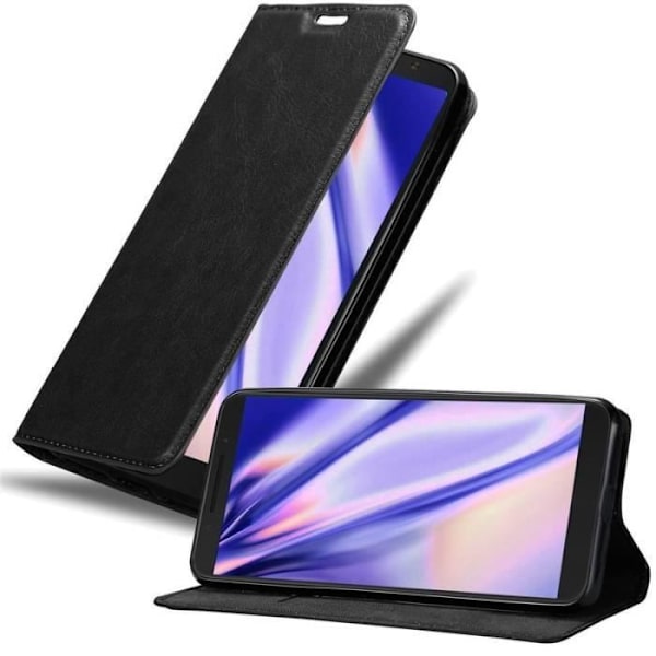 Coque - CADORABO - Alcatel 3L 2019 - Syntetiskt läder - Magnetisk stängning - Bokstil Svart