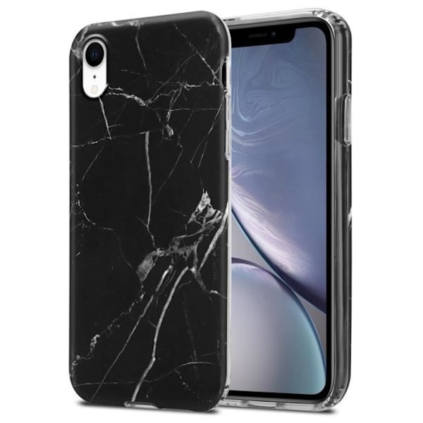 Coque - CADORABO - iPhone XR - Marmor Svart Vit - Skydd Silikon TPU - Trendig Design Svart vit